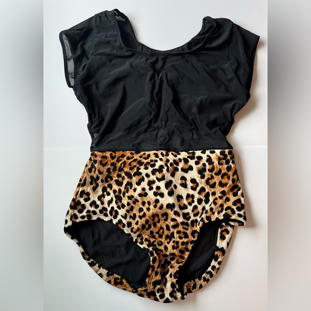 Chelsea B Dancewear Cheetah Print Mesh Cap Sleeve Leotard